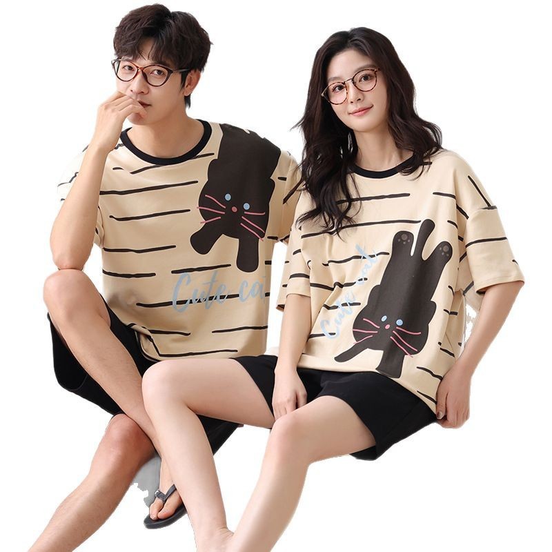 Outdoor Wear Loose Short-sleeved Shorts Couple Pajamas