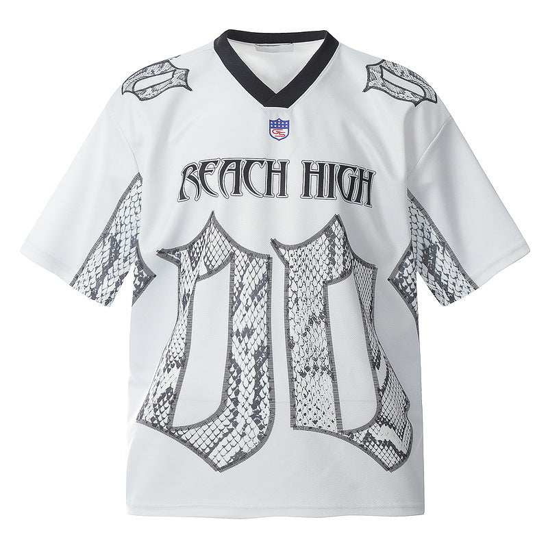 Snake Scale Design Mesh Jersey Short Sleeve T-shirt Loose