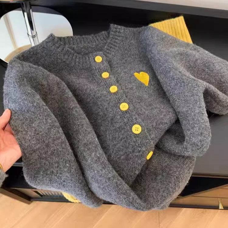 Preppy Style Love Embroidered Knitted Cardigan For Women