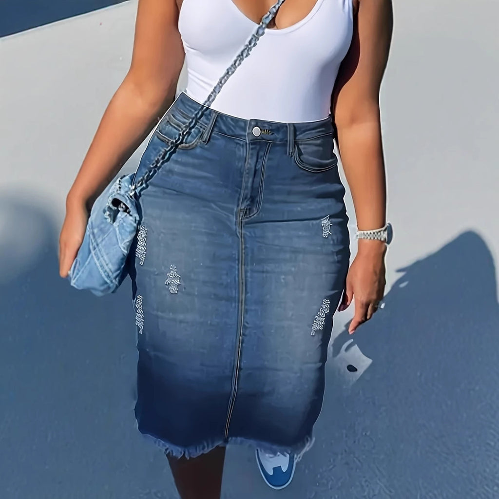 High Waist Slimming Office Lady Skirt Mid-length A- Line Sheath Skirt