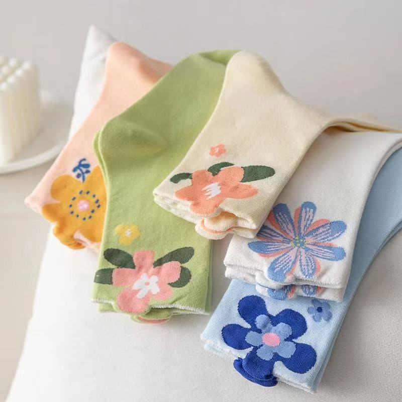 Colorful Flowers Tube Socks Japanese Cute Style Students' Socks