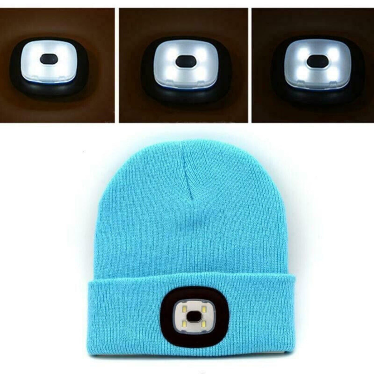 LED Beanie Hats Rechargeable Unisex High Powered Head Lamp Torch Light Cap