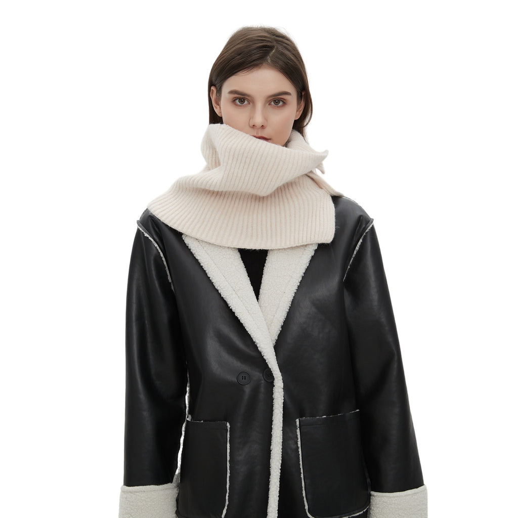 European And American Winter Korean Style Wool Solid Color Clip Flower Shaped Button Knitted Scarf