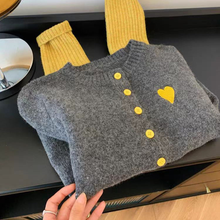 Preppy Style Love Embroidered Knitted Cardigan For Women