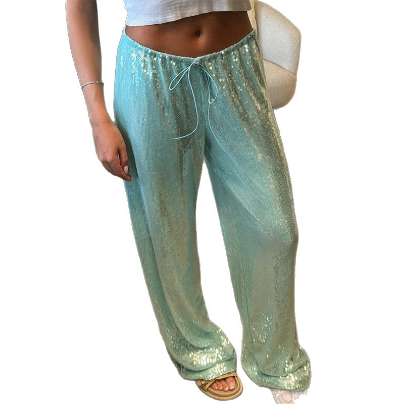 Casual Women's Clothing Loose Sequins Slim Trousers