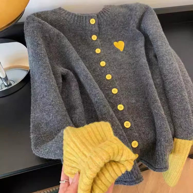 Preppy Style Love Embroidered Knitted Cardigan For Women