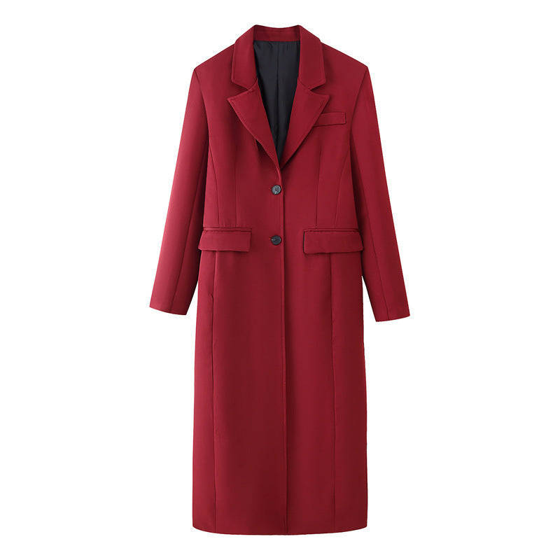 Fashion Simple Two-color Slim Temperament Long Overcoat Outerwear Women