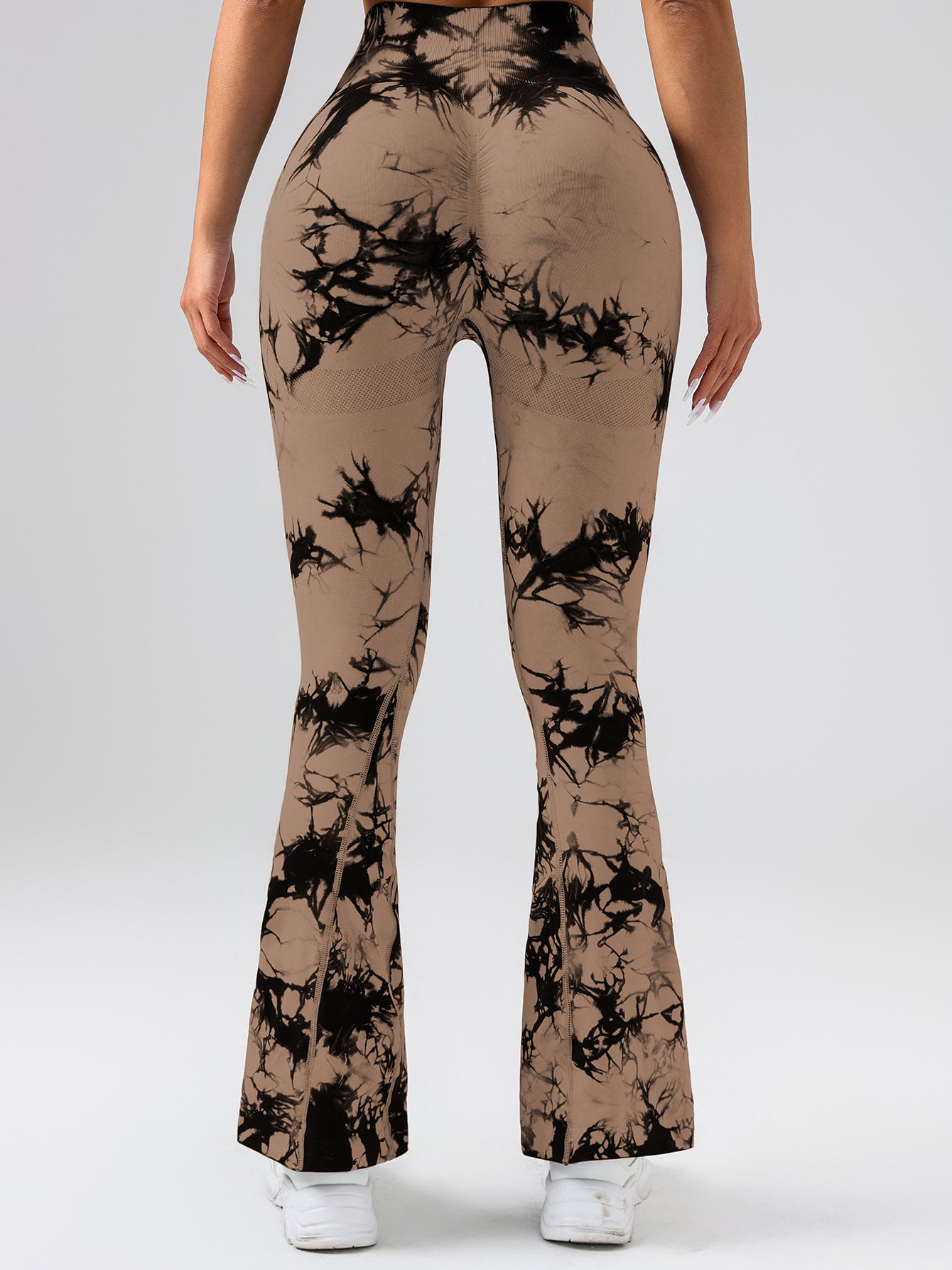 High-Waist Tummy Control Flare Yoga Pants For Women, Tie-Dye Stretch Slimming Bootcut Workout Pants, Fitness & Sports Activewear