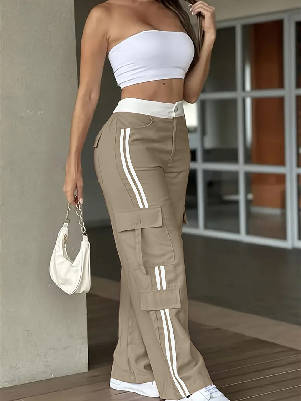 Side Stripes Straight-leg Pants European And American