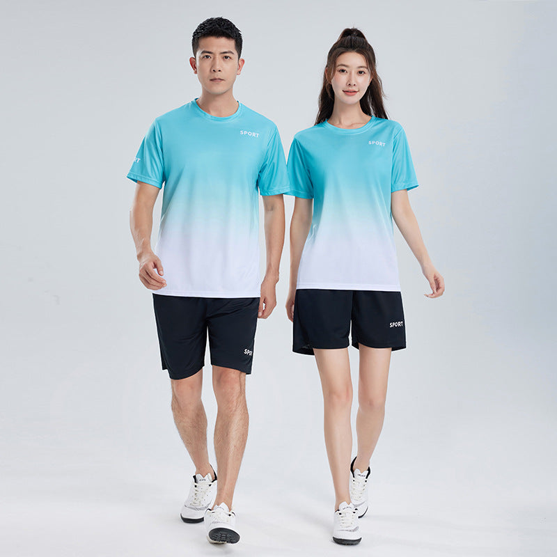 Workout Short Sleeve T-shirt Quick-drying Clothes Running Loose Casual Gradient Sports Suit