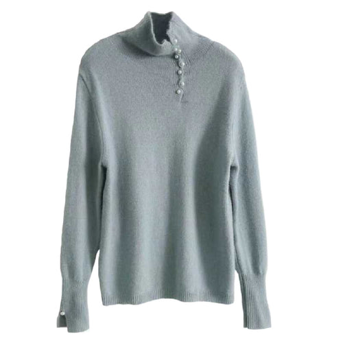 Craft Design Button Warm Turtleneck Comfortable Sweater For Women MLZY84274