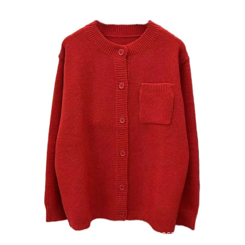Pure Color Warm Keeping Knitted Cardigan For Women