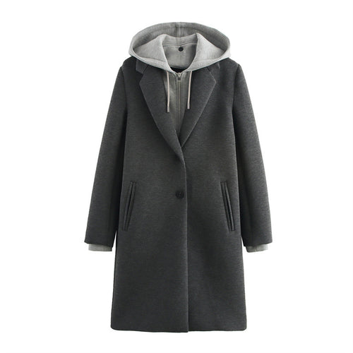 Detachable With Coat And Cap Stitching Coat For Women