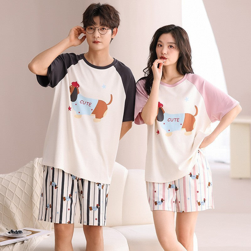 Outdoor Wear Loose Short-sleeved Shorts Couple Pajamas
