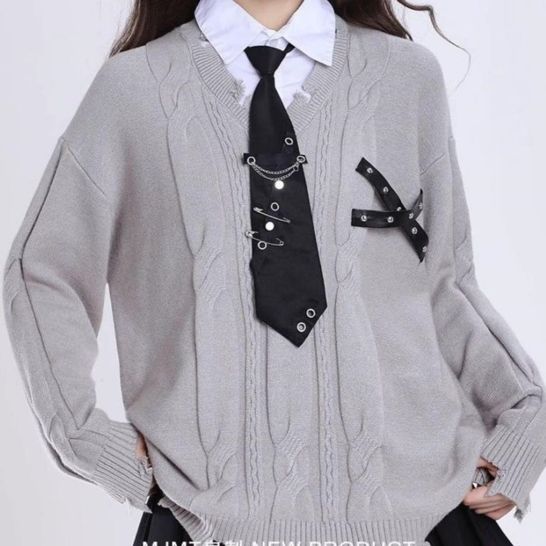 Women's Casual Irregular Design V-neck Long-sleeve Knitwear Coat