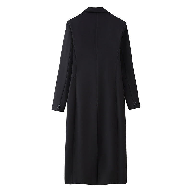 Fashion Simple Two-color Slim Temperament Long Overcoat Outerwear Women