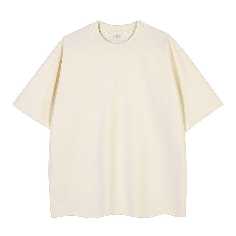 Double Yarn Short Sleeve Sweat-absorbing Cotton T-shirt Top