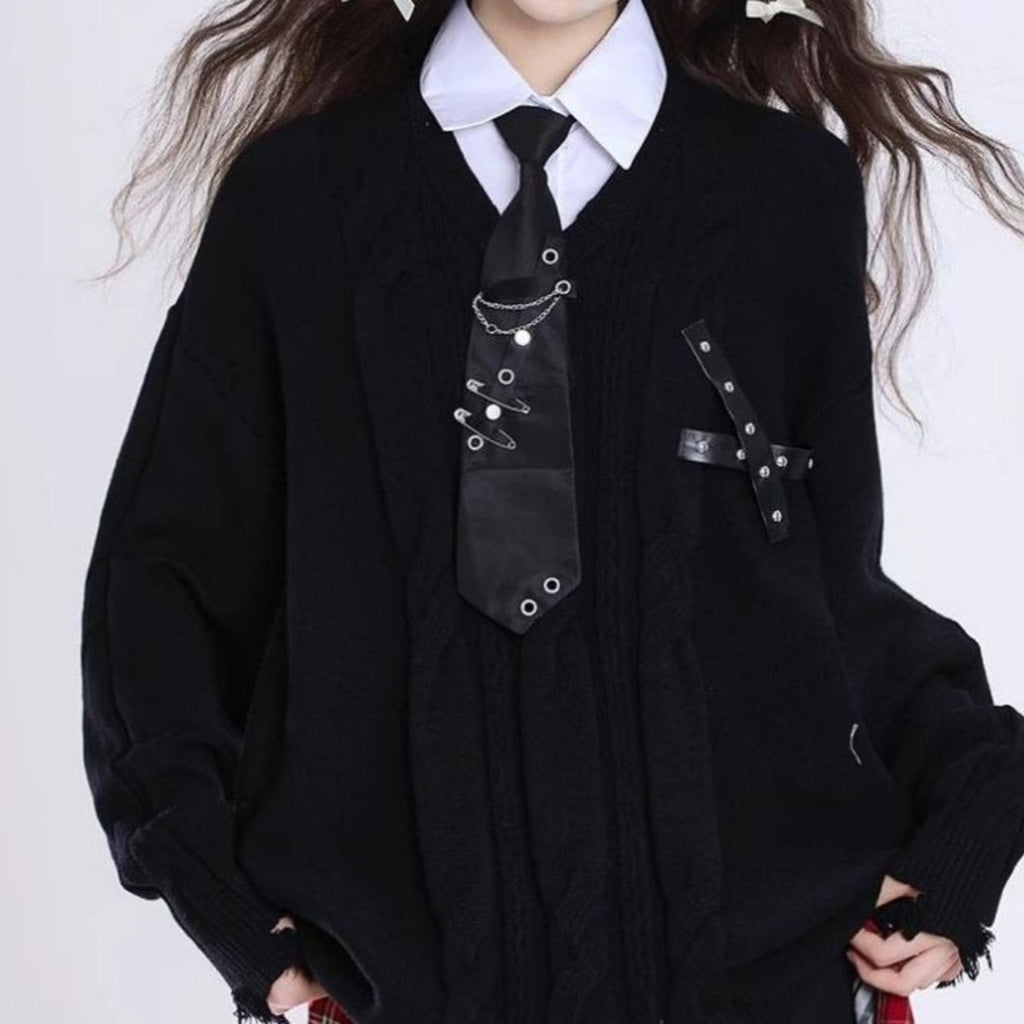 Women's Casual Irregular Design V-neck Long-sleeve Knitwear Coat