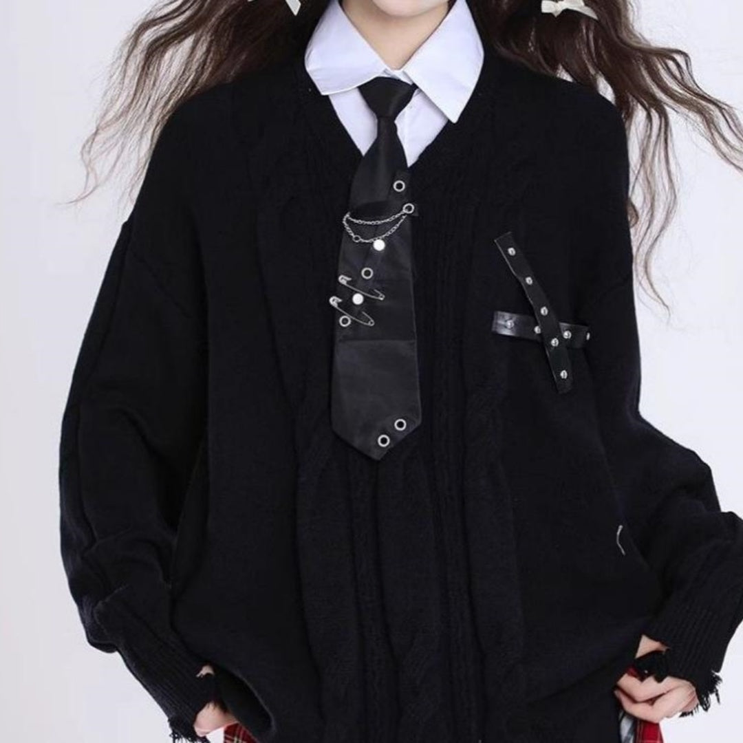 Women's Casual Irregular Design V-neck Long-sleeve Knitwear Coat