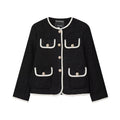 Women's Round Neck Pocket Velvet Coat